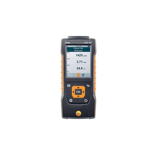 testo 440dP - Instrumento de medição de velocidade do ar e IAQ incluindo sensor de pressão diferencial.