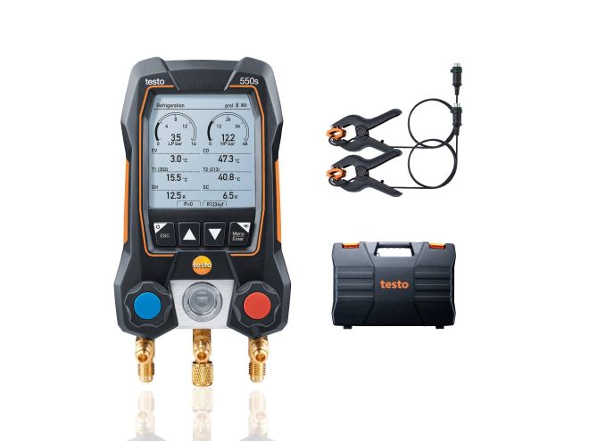 Kit Básico testo 550s - Manifold digital inteligente com sondas de temperatura por cabo fixo