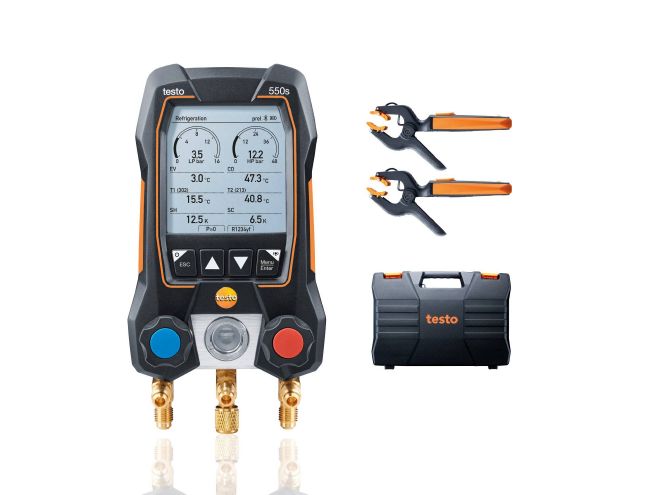 Kit smart testo 550s - Manifold digital inteligente com sondas de temperatura de pinça sem fio