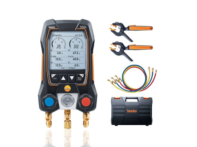 Kit Smart do testo 550s com mangueiras de vácuo -Manifold digital inteligente com sondas de temperatura sem fio com mangueira